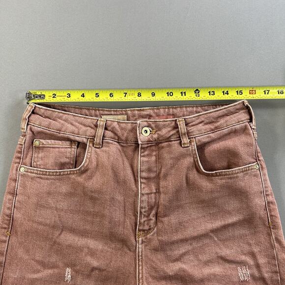 Pilcro Anthropologie Jeans Sz 31 The Vintage Straight Raw Hem High Rise Salmon - Picture 6 of 9